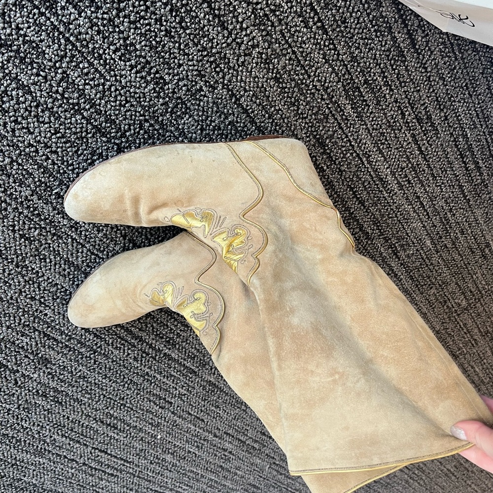 Vintage Boho Western Andrea Pfister for Saks Fifth Avenue Tan Suede Boots